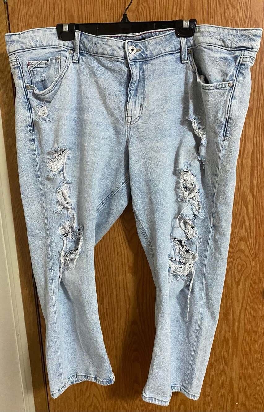 Edgely Relaxed Boyfriend Crop Mid Rise Distressed Jeans 22W